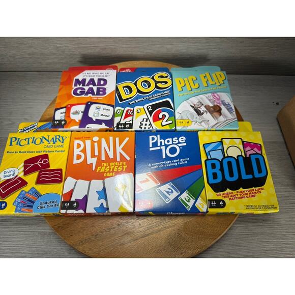 Mattel UNO, Blink, Pictionary, Bold And More. Lot Of 8. - Picture 1 of 6